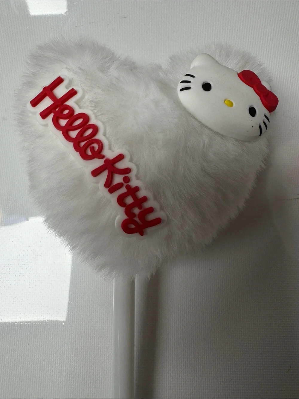 Set of 2 Hello Kitty Fuzzy Cartoon Pens (White Plush) - Brand New